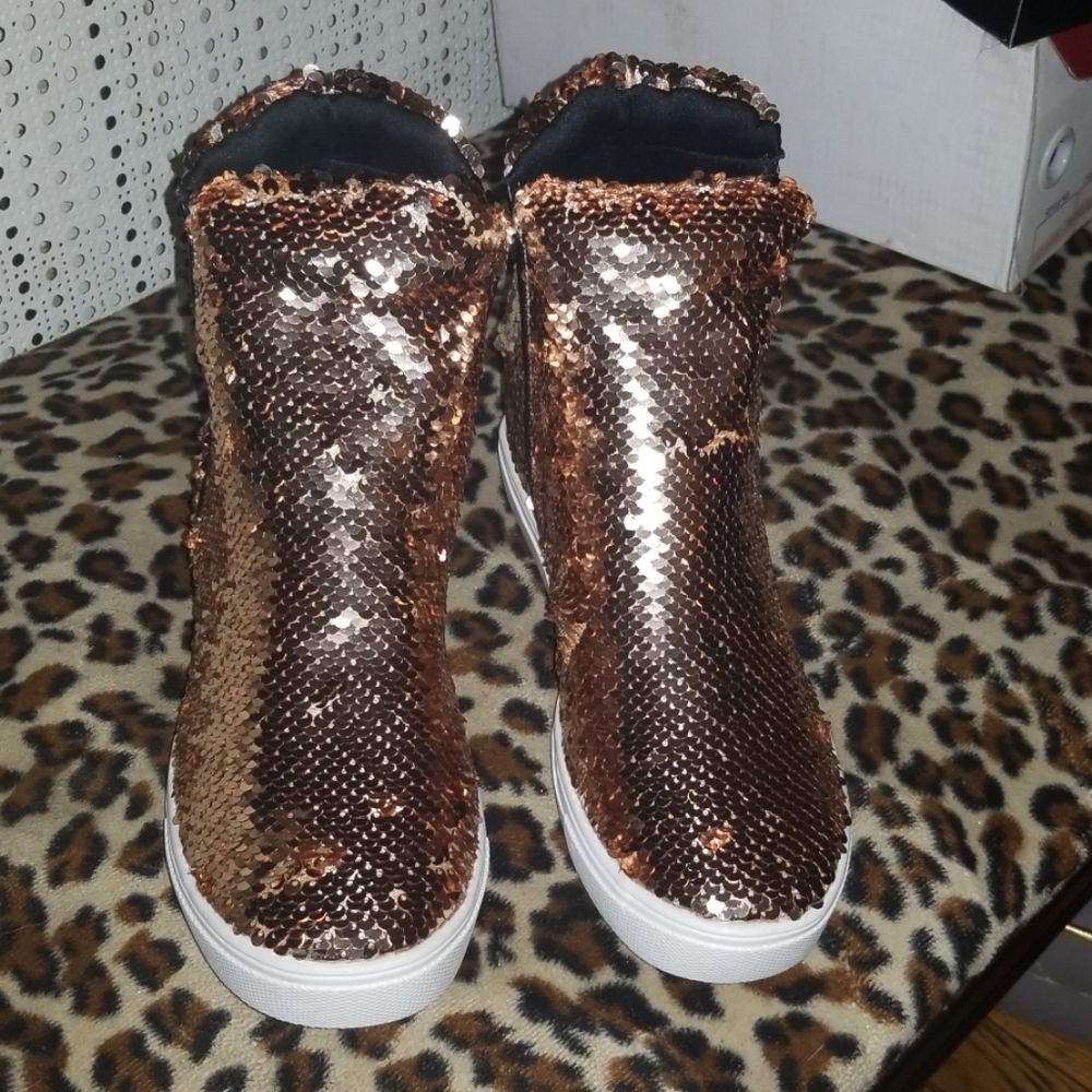 Sequined Wedge Sneakers